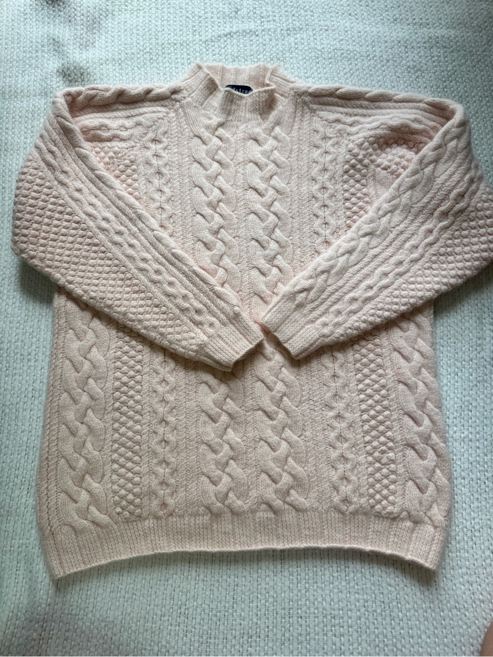 Nordstrom Individualist Hand‑Knit Blush Cableknit Sweater—Lambswool Angora Blend